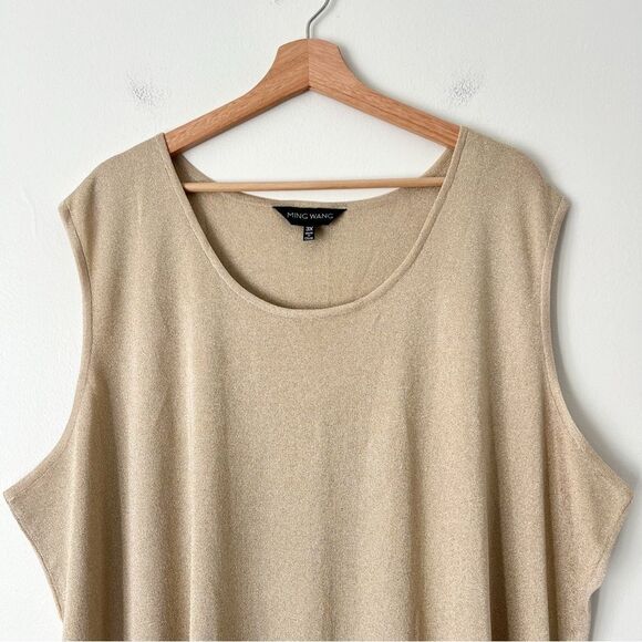 Ming Wang Metallic Gold Shimmer Tank Shell Top Plus Size 3X - Picture 3 of 10